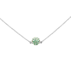 GEMSTONE CLOSEOUT!   .44ct G SI 14K White Gold Round Emerald Pendant Necklace 16 + 2" Ext