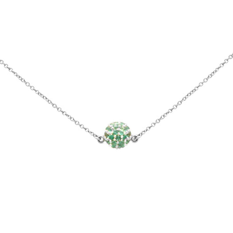 GEMSTONE CLOSEOUT!   .44ct G SI 14K White Gold Round Emerald Pendant Necklace 16 + 2" Ext
