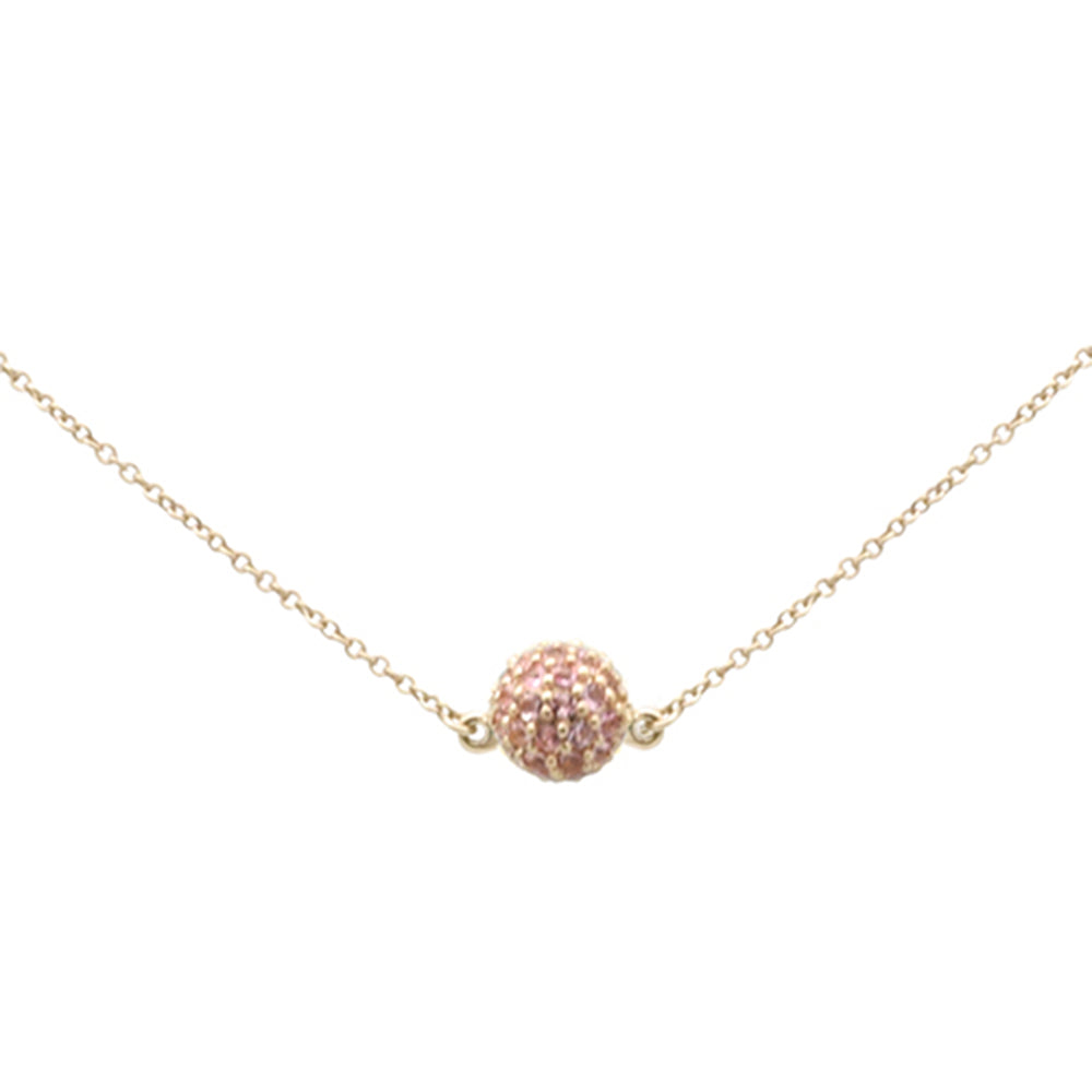 DIAMOND  CLOSEOUT!  .88ct G SI 14K Yellow Gold Round Pink Tourmaline Circle Pendant Necklace 16 + 2" Ext