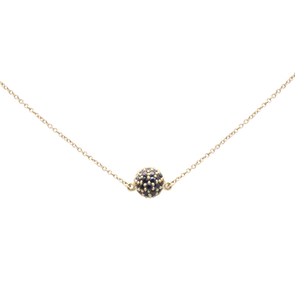 GEMSTONE CLOSEOUT!  .51ct G SI 14K Yellow Gold Blue Sapphire Ball Pendant Necklace 16 + 2" Ext