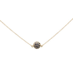 GEMSTONE CLOSEOUT!  .51ct G SI 14K Yellow Gold Blue Sapphire Ball Pendant Necklace 16 + 2" Ext