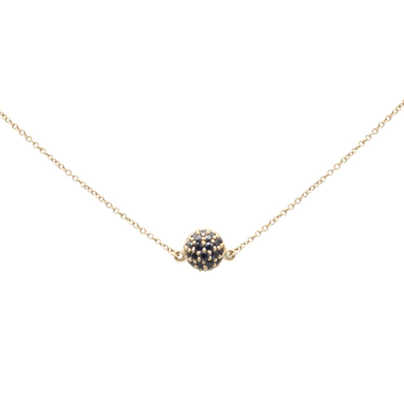 GEMSTONE CLOSEOUT!  .51ct G SI 14K Yellow Gold Blue Sapphire Ball Pendant Necklace 16 + 2" Ext