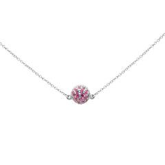 GEMSTONE CLOSEOUT!   .57ct G SI 14K White Gold Round Ruby Pendant Necklace 16 + 2" Ext