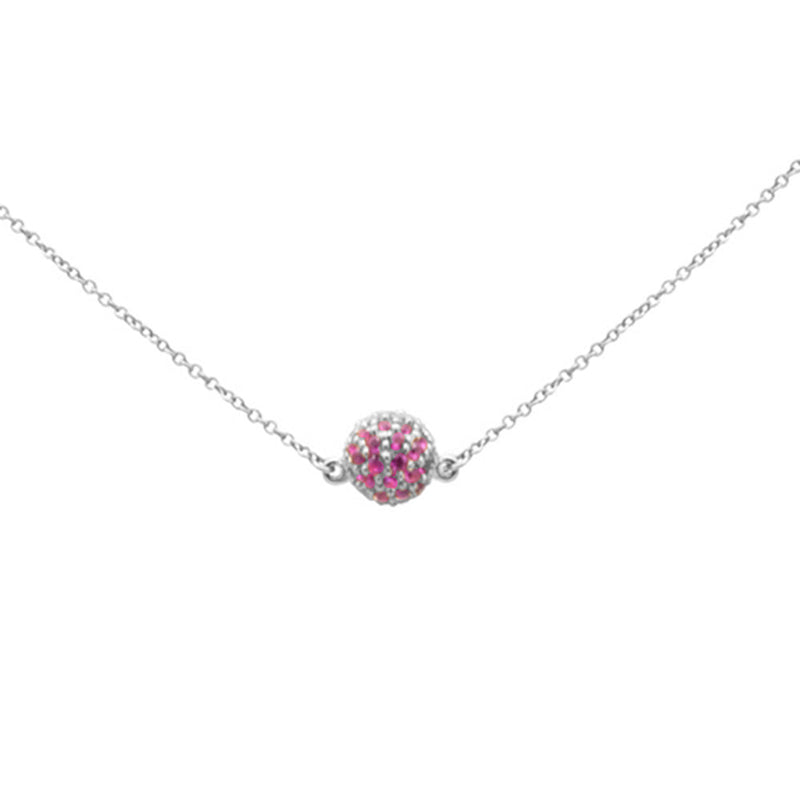 GEMSTONE CLOSEOUT!   .57ct G SI 14K White Gold Round Ruby Pendant Necklace 16 + 2" Ext