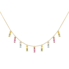 GEMSTONE CLOSEOUT!   2.76ct G SI 14K Yellow Gold Diamond Multi Color Necklace 16 + 2" Ext