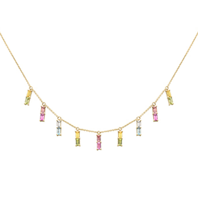 GEMSTONE CLOSEOUT!   2.76ct G SI 14K Yellow Gold Diamond Multi Color Necklace 16 + 2" Ext