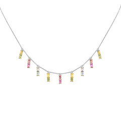 GEMSTONE CLOSEOUT!  2.76ct G SI 14K White Gold Multi Color Gemstone Necklace 16 + 2" Ext