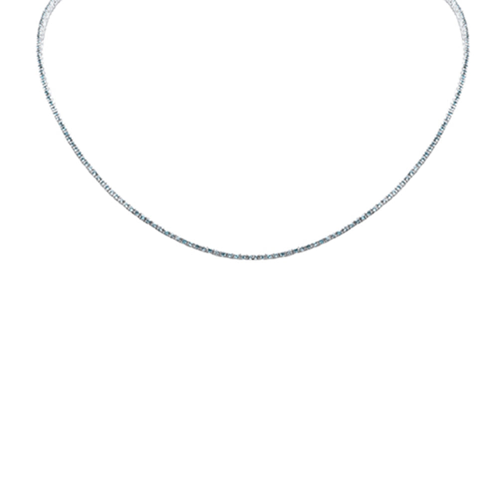 SPECIAL! 2.20ct G SI 14K White Gold Aquamarine Gemstone Tennis Necklace 12+4" Ext