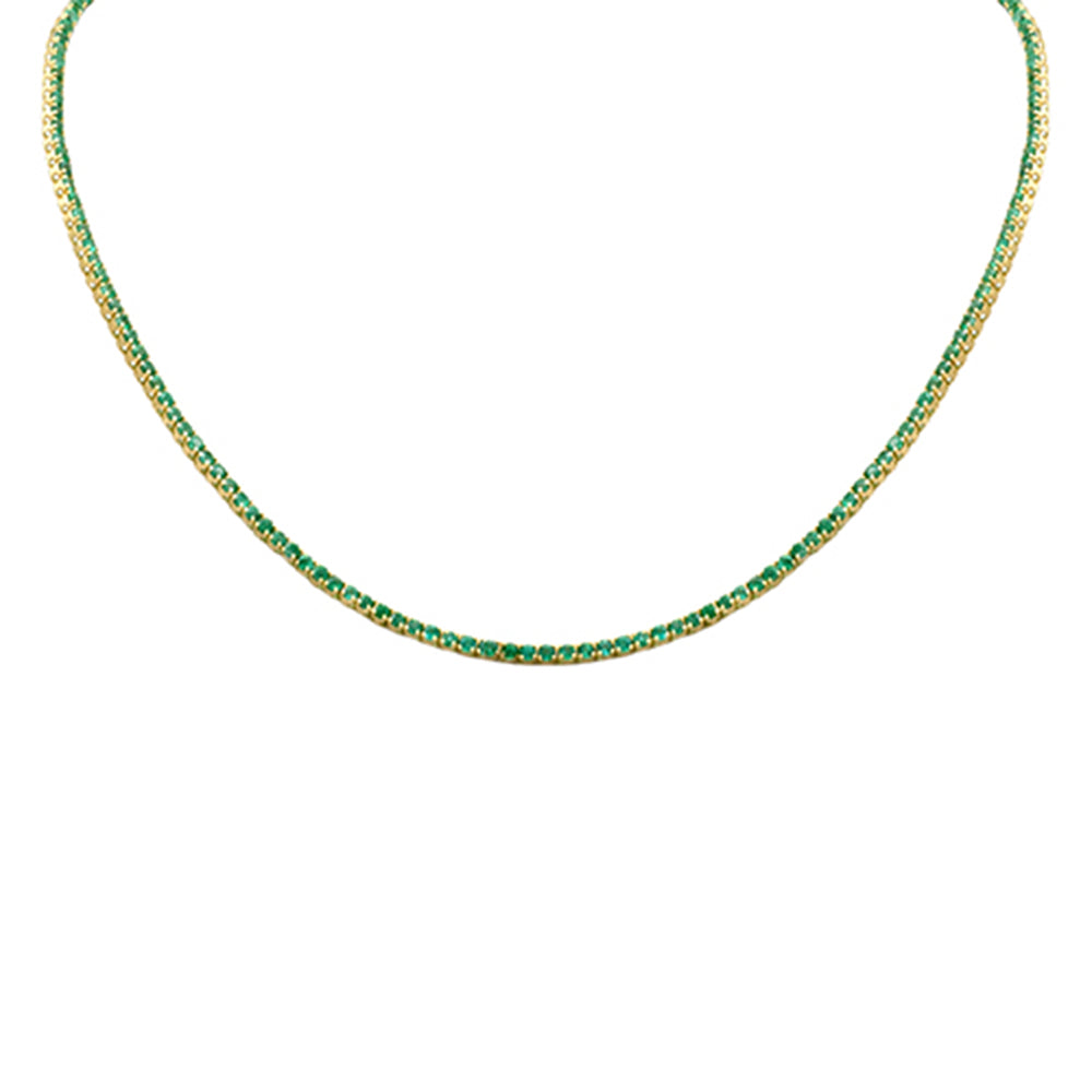 SPECIAL! 3.75ct G SI 14K Yellow Gold Round Emerald Gemstone Tennis Necklace 12+4" Ext