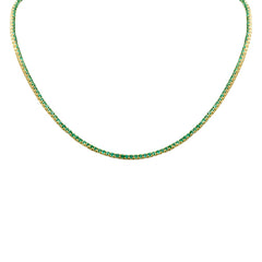 SPECIAL! 3.75ct G SI 14K Yellow Gold Round Emerald Gemstone Tennis Necklace 12+4" Ext