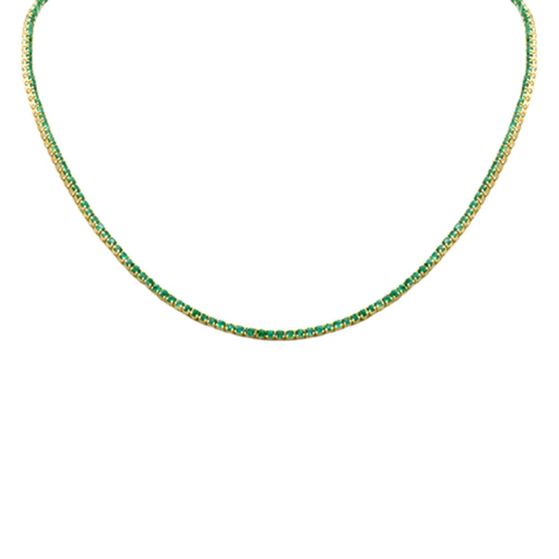 SPECIAL! 3.75ct G SI 14K Yellow Gold Round Emerald Gemstone Tennis Necklace 12+4" Ext