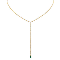 SPECIAL!5.85ct G SI 14K Yellow Gold Diamond Emerald Drop Tennis Necklace 14+4" Long