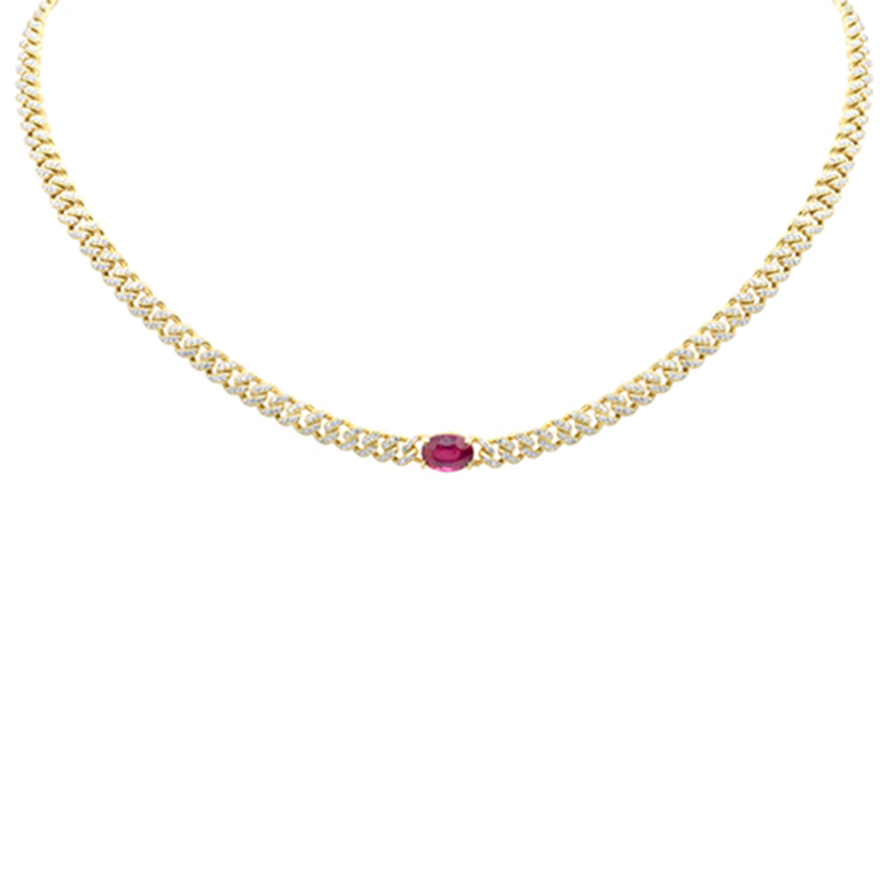 SPECIAL! 2.57ct G SI 14K Yellow Gold Diamond & Ruby Gemstone Chain Necklace 13+3" Long