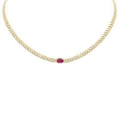SPECIAL! 2.57ct G SI 14K Yellow Gold Diamond & Ruby Gemstone Chain Necklace 13+3" Long