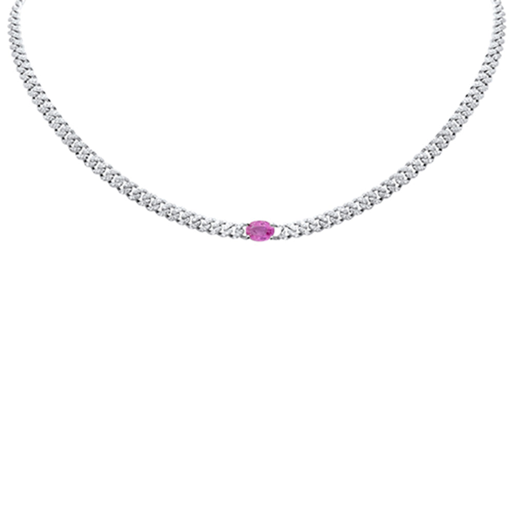 SPECIAL! 2.38ct G SI 14K White Gold Diamond & Pink Sapphire Gemstone Chain Necklace 13+3" Long