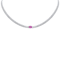 SPECIAL! 2.38ct G SI 14K White Gold Diamond & Pink Sapphire Gemstone Chain Necklace 13+3" Long