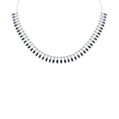 SPECIAL! 1.75ct G SI 14K White Gold Diamond & Blue Sapphire Pendant Necklace 14 + 2" Ext