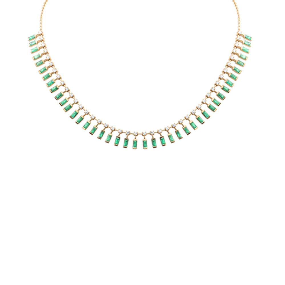 SPECIAL! 5.73ct G SI 14K Yellow Gold Diamond & Emerald Pendant Necklace 14 + 2" Ext