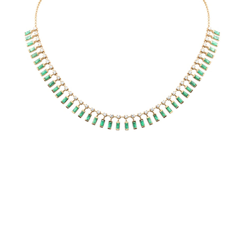 SPECIAL! 5.73ct G SI 14K Yellow Gold Diamond & Emerald Pendant Necklace 14 + 2" Ext