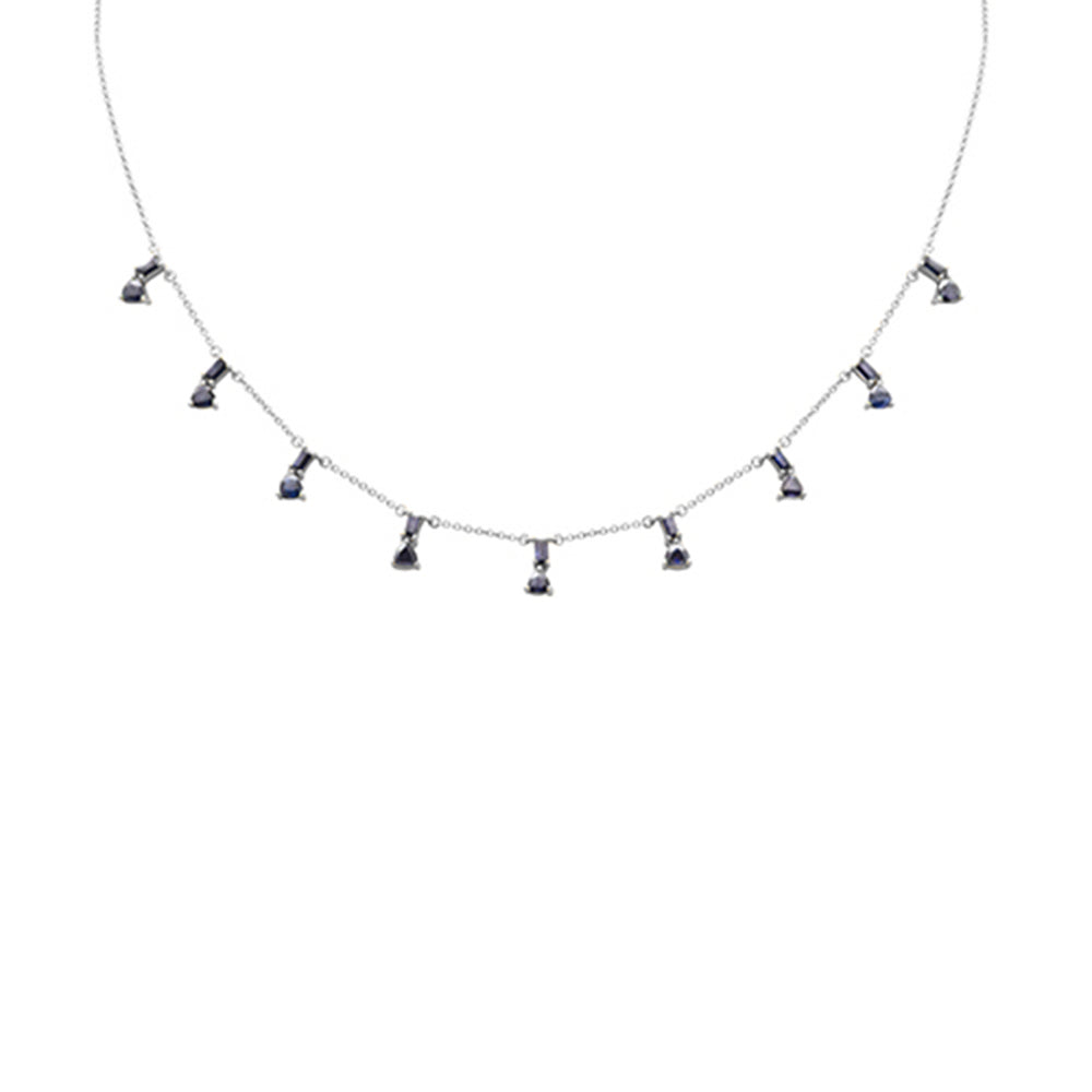 SPECIAL! 2.07ct G SI 14K White Gold Blue Sapphire Necklace 16 + 2" Ext