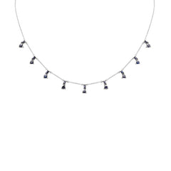 SPECIAL! 2.07ct G SI 14K White Gold Blue Sapphire Necklace 16 + 2" Ext