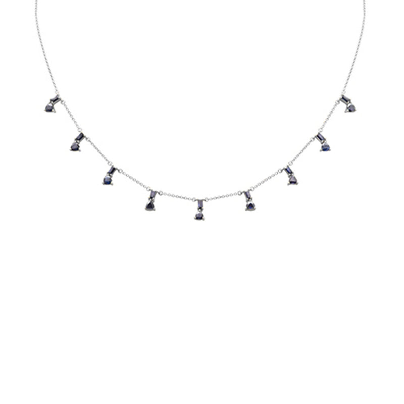 SPECIAL! 2.07ct G SI 14K White Gold Blue Sapphire Necklace 16 + 2" Ext