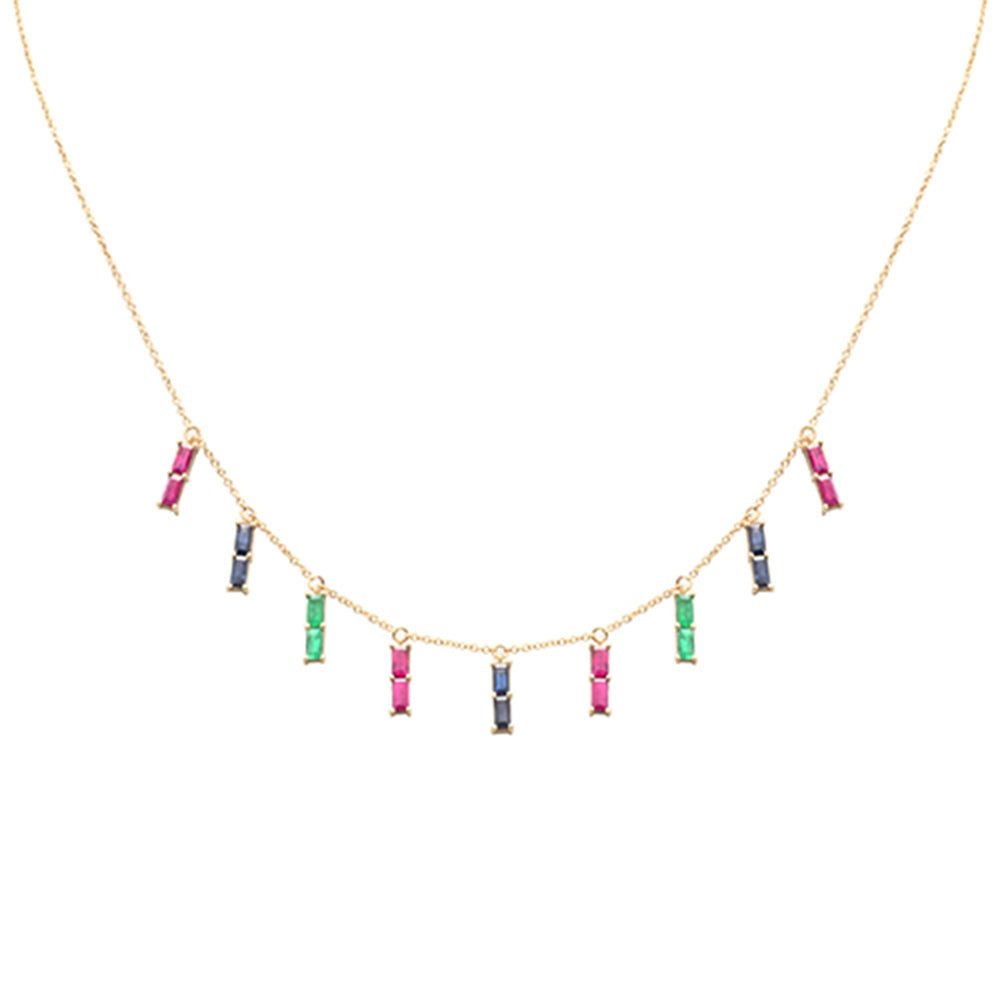 GEMSTONE CLOSEOUT!   2.80ct G SI 14K Yellow Gold Multi Color Gemstone Necklace 16 + 2" Ext