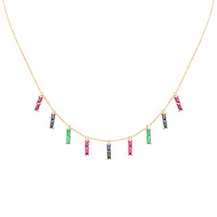 GEMSTONE CLOSEOUT!   2.80ct G SI 14K Yellow Gold Multi Color Gemstone Necklace 16 + 2" Ext