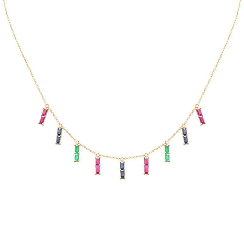 GEMSTONE CLOSEOUT!   2.80ct G SI 14K Yellow Gold Multi Color Gemstone Necklace 16 + 2" Ext