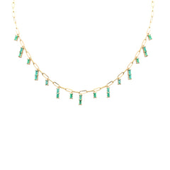 GEMSTONE CLOSEOUT! 2.42ct G SI 14K Yellow Gold Green Emerald Gemstone Dangling Paperclip Necklace 16 + 2" Ext