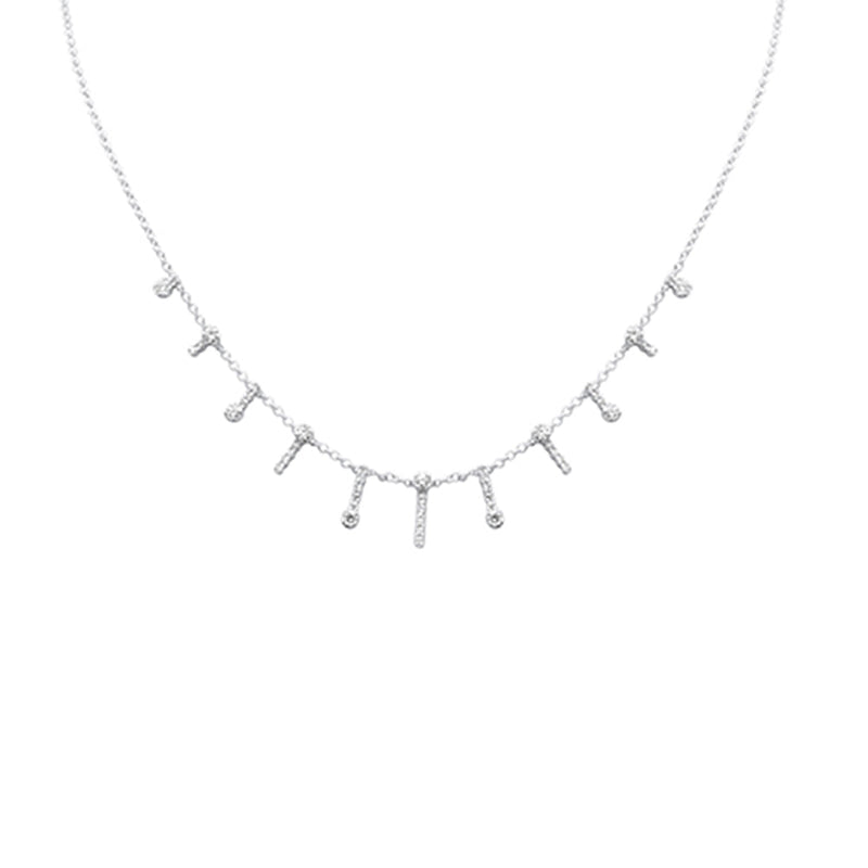 DIAMOND  CLOSEOUT!  1.00ct G SI 14K White Gold Diamond Dangling Necklace 16 + 2" Ext