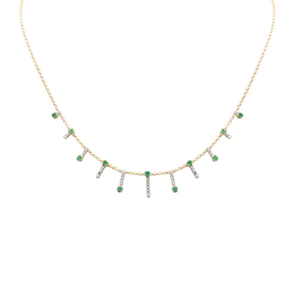 SPECIAL! .98ct G SI 14K Yellow Gold Diamond & Emerald Dangling Necklace 16 + 2" Ext