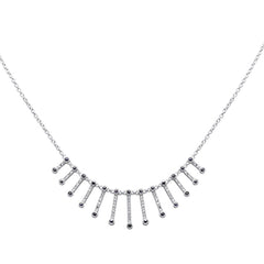 GEMSTONE CLOSEOUT! .77ct G SI 14K White Gold Diamond & Blue Sapphire Dangling Necklace 16 + 2" Ext