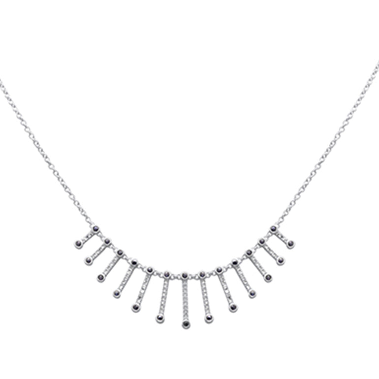 GEMSTONE CLOSEOUT! .77ct G SI 14K White Gold Diamond & Blue Sapphire Dangling Necklace 16 + 2" Ext