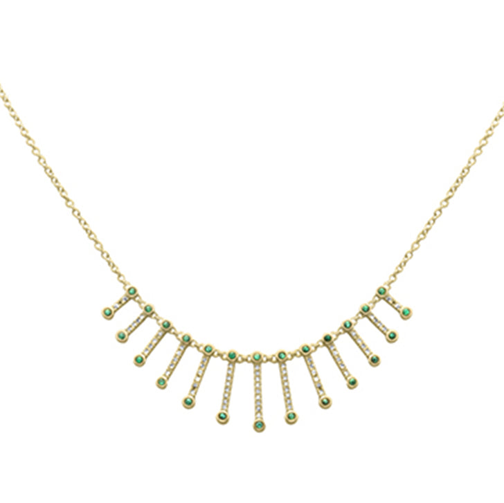 SPECIAL!1.16ct G SI 14K Yellow Gold Diamond & Emerald Dangling Necklace 16 + 2" Ext
