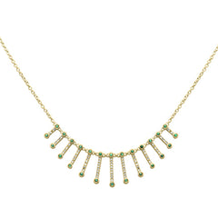 SPECIAL!1.16ct G SI 14K Yellow Gold Diamond & Emerald Dangling Necklace 16 + 2" Ext