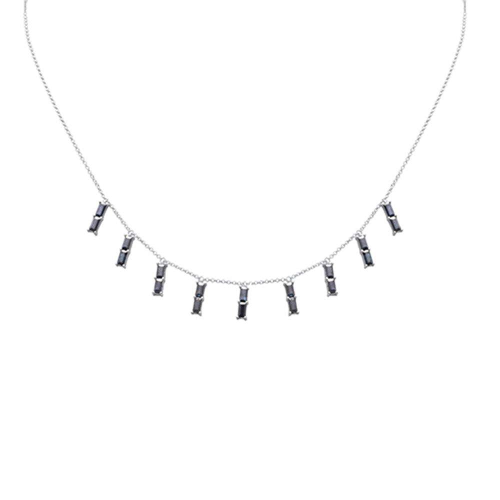 GEMSTONE CLOSEOUT!   3.24ct G SI 14K White Gold Blue Sapphire Necklace 16 + 2" Ext