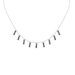 GEMSTONE CLOSEOUT!   3.24ct G SI 14K White Gold Blue Sapphire Necklace 16 + 2" Ext