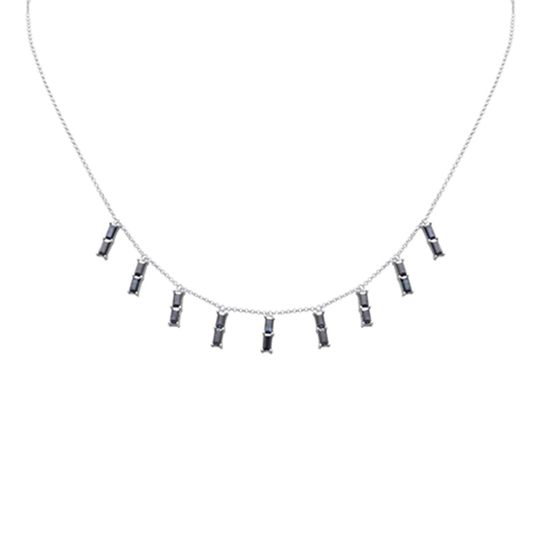 GEMSTONE CLOSEOUT!   3.24ct G SI 14K White Gold Blue Sapphire Necklace 16 + 2" Ext