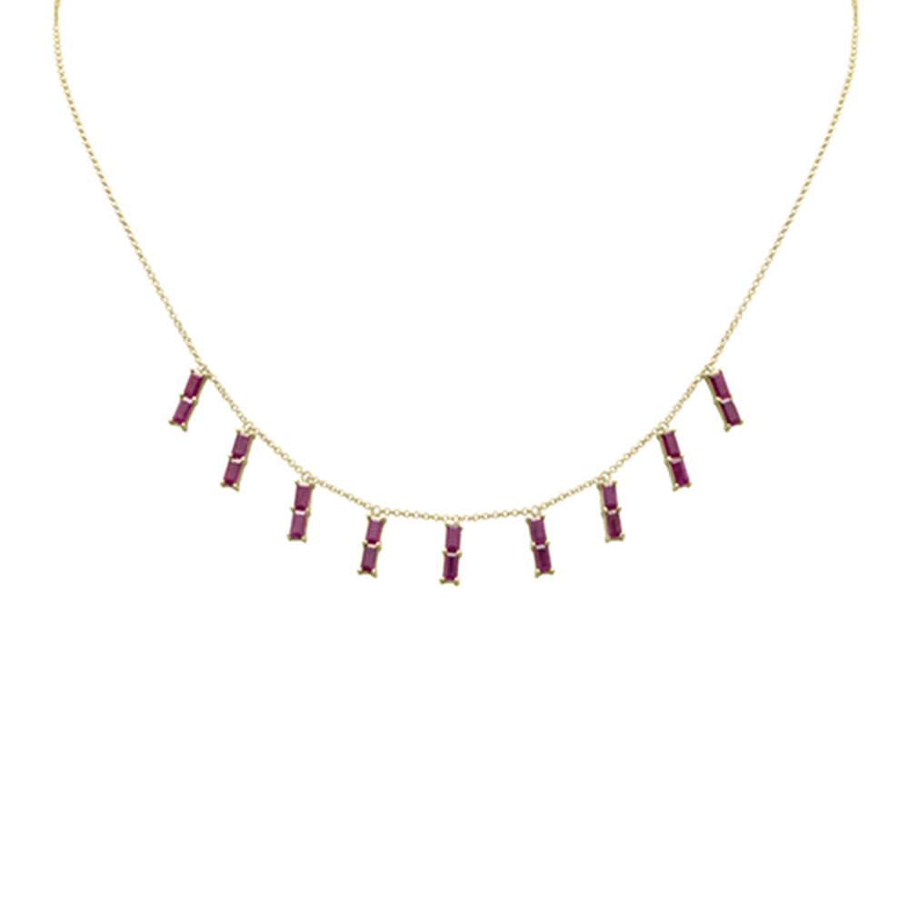 SPECIAL! 3.24ct G SI 14K Yellow Gold Ruby Gemstone Necklace 16 + 2" Ext