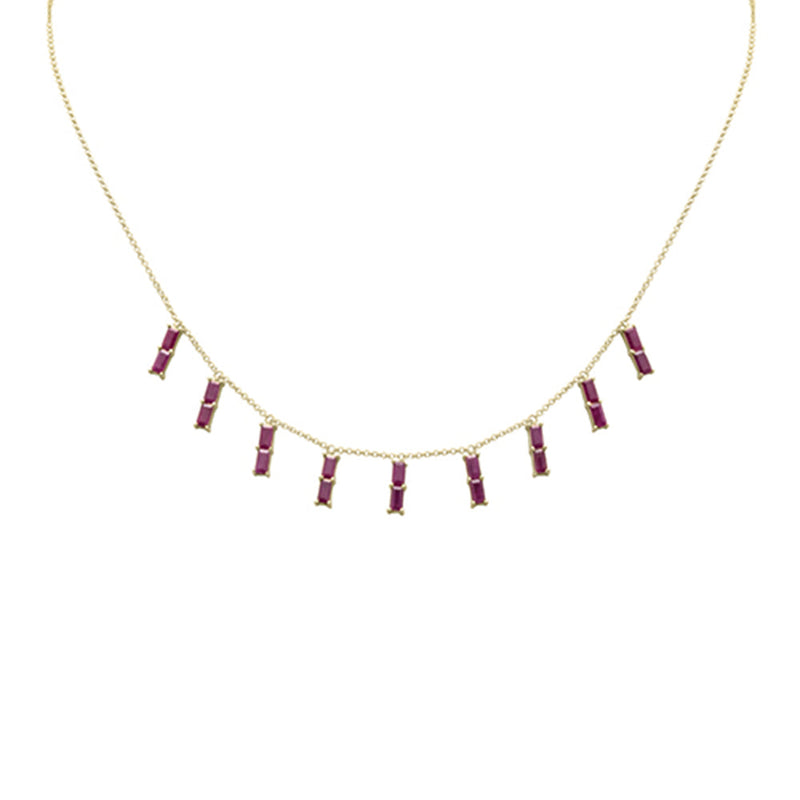 SPECIAL! 3.24ct G SI 14K Yellow Gold Ruby Gemstone Necklace 16 + 2" Ext