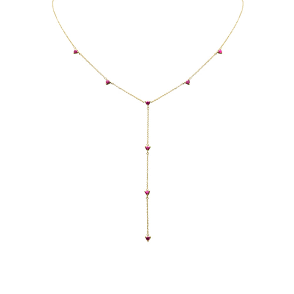 SPECIAL! 1.20ct G SI 14K Yellow Gold Ruby Lariat Necklace 16 + 2" Ext