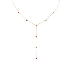 SPECIAL! 1.20ct G SI 14K Yellow Gold Ruby Lariat Necklace 16 + 2" Ext