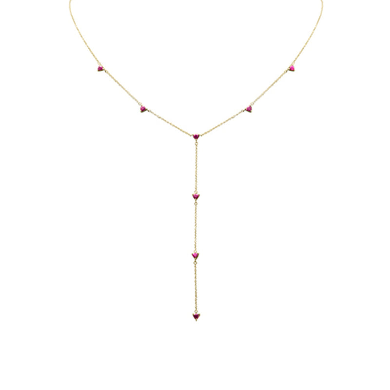 SPECIAL! 1.20ct G SI 14K Yellow Gold Ruby Lariat Necklace 16 + 2" Ext