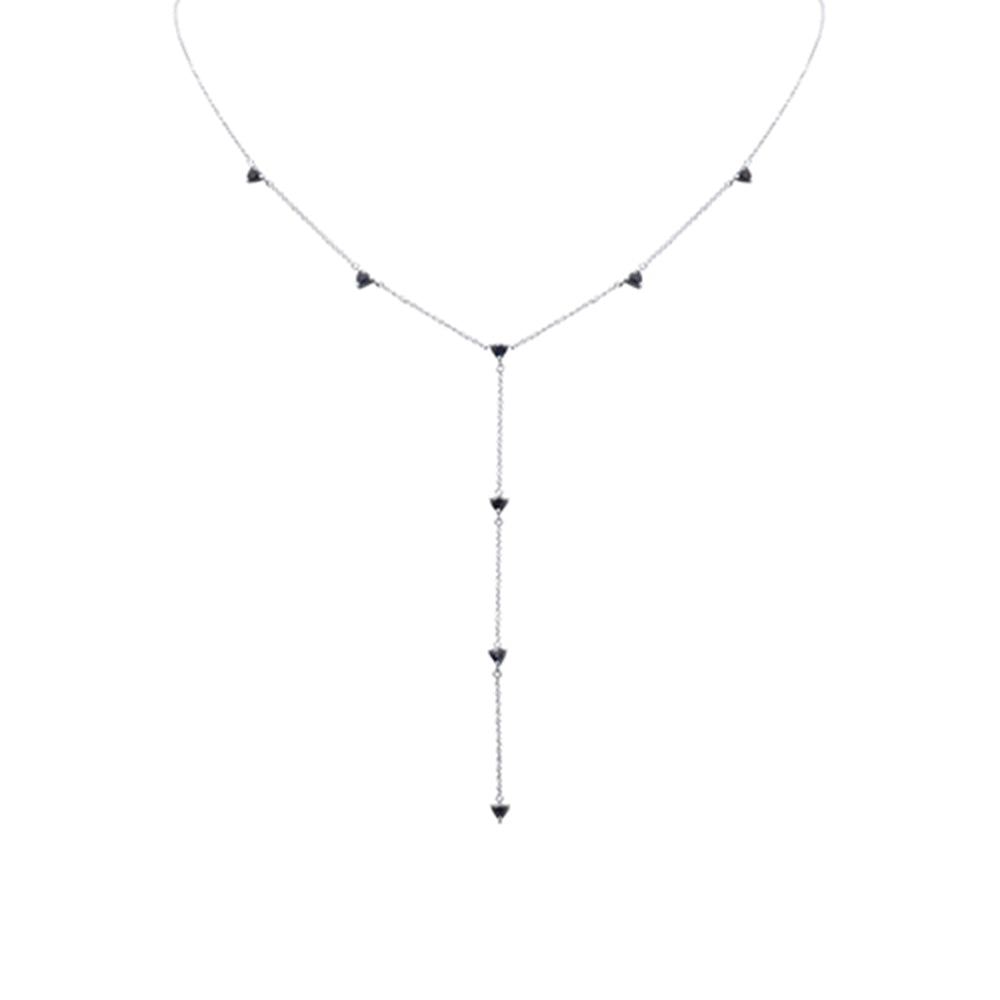 GEMSTONE CLOSEOUT!   1.28ct G SI 14K White Gold Blue Sapphire Lariat Necklace 16 + 2" Ext