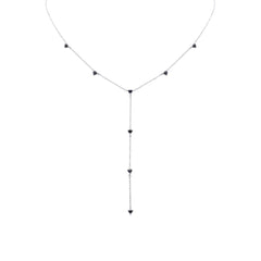 GEMSTONE CLOSEOUT!   1.28ct G SI 14K White Gold Blue Sapphire Lariat Necklace 16 + 2" Ext