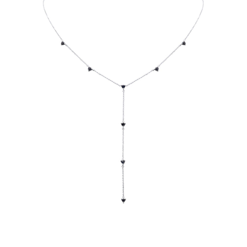 GEMSTONE CLOSEOUT!   1.28ct G SI 14K White Gold Blue Sapphire Lariat Necklace 16 + 2" Ext