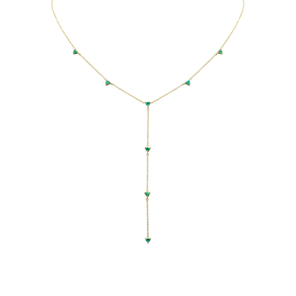 SPECIAL! .88ct G SI 14K Yellow Gold Emerald Gemstone Lariat Necklace 16 + 2" Ext