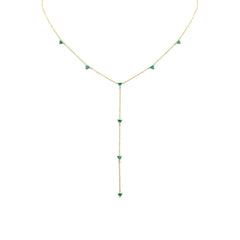 SPECIAL! .88ct G SI 14K Yellow Gold Emerald Gemstone Lariat Necklace 16 + 2" Ext