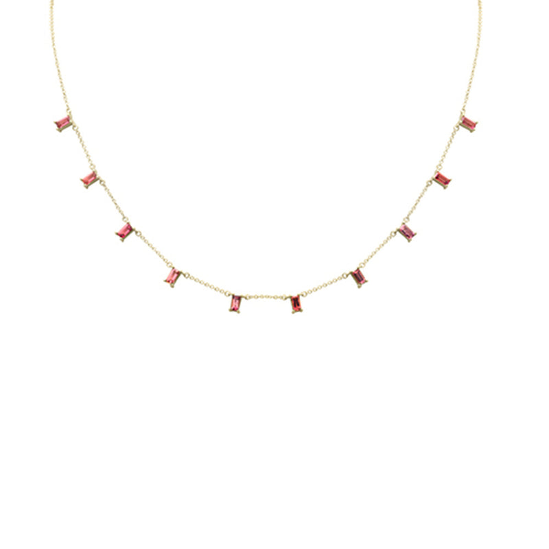 SPECIAL! .60ct G SI 14K Yellow Gold Pink Tourmaline Necklace 16 + 2" Ext